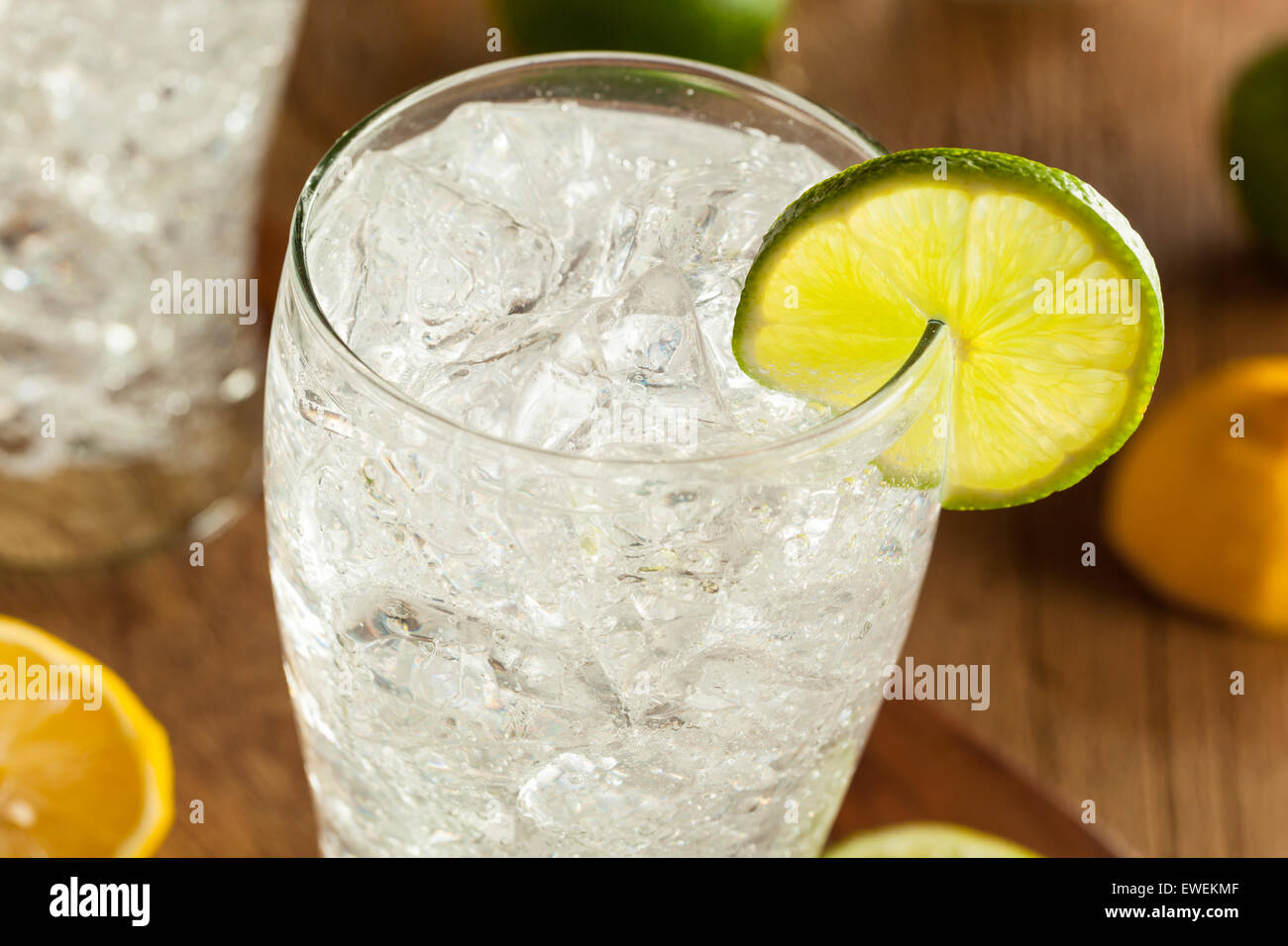 Refreshing Lemon and Lime Soda in a Glass Stock Photo