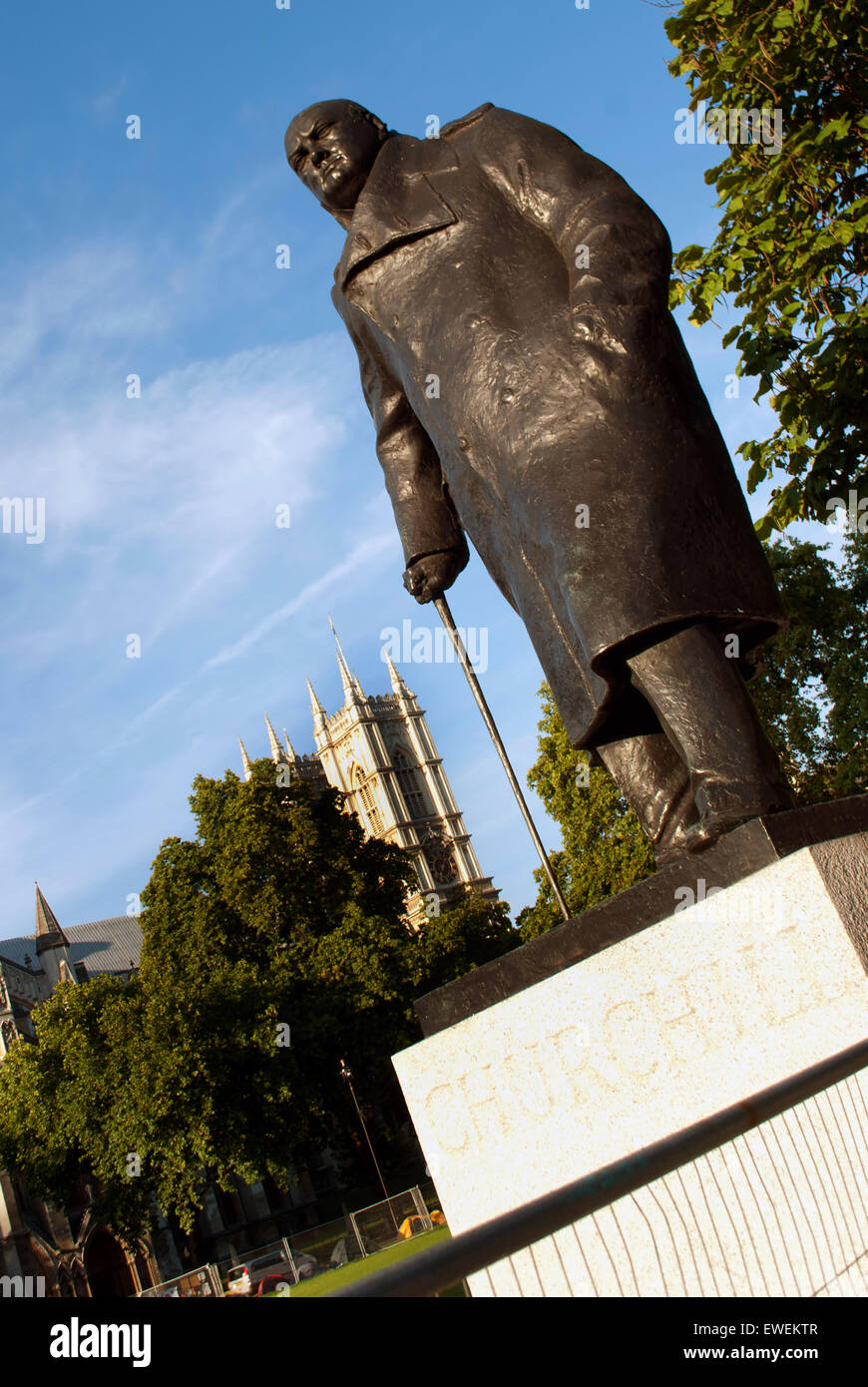 Statue of Sir Winston Churchill, Parliament Square Stock Photo