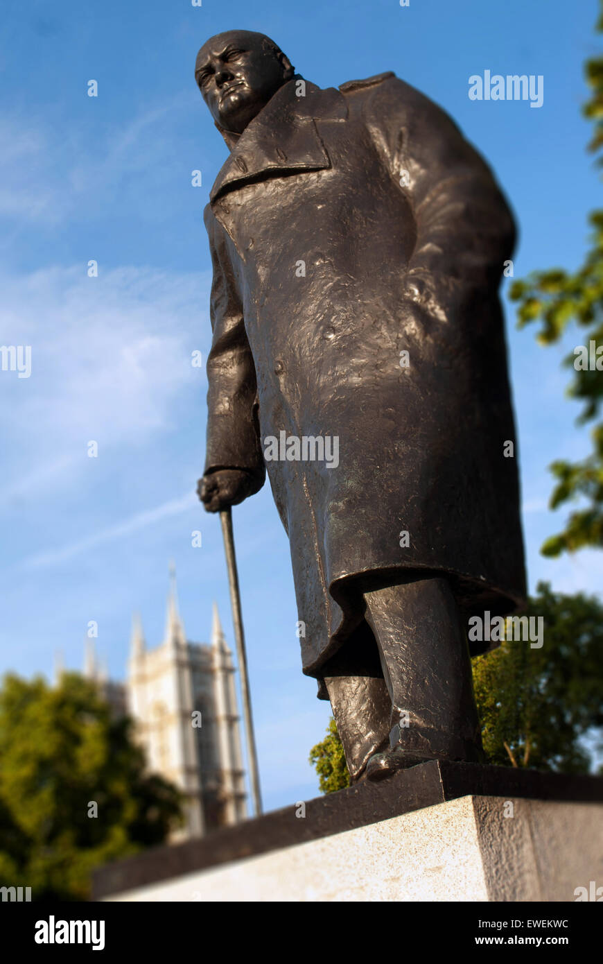 Statue of Sir Winston Churchill, Parliament Square Stock Photo