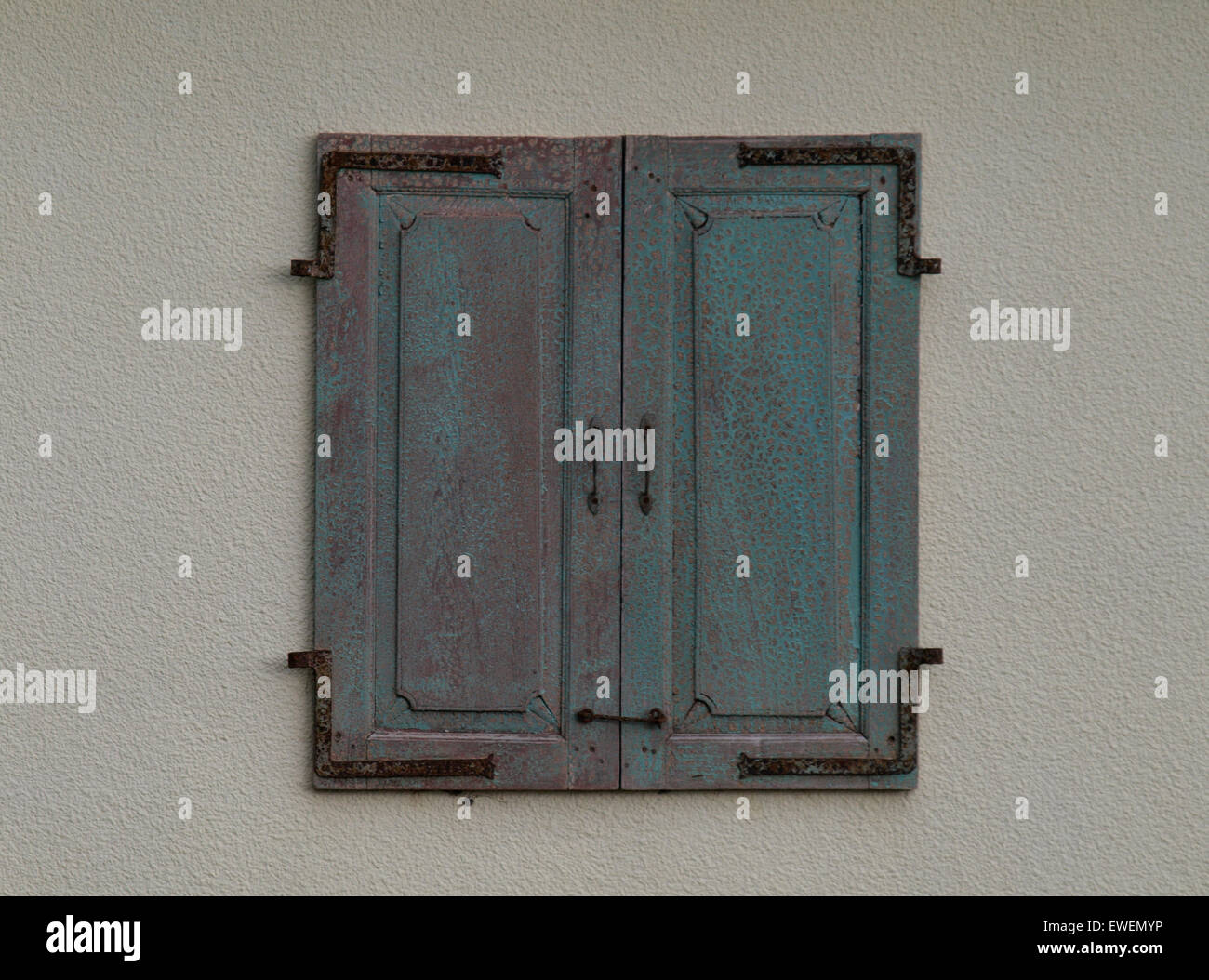 Decorative shutters on the wall of a house, Somerset, UK Stock Photo