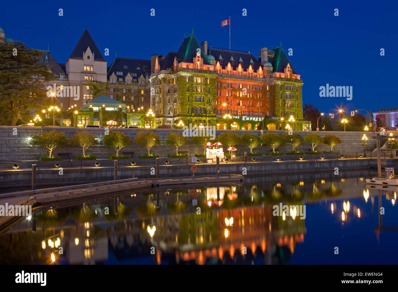 Illuminated Empress Hotel (Fairmont Hotel), a famous landmark in the ...