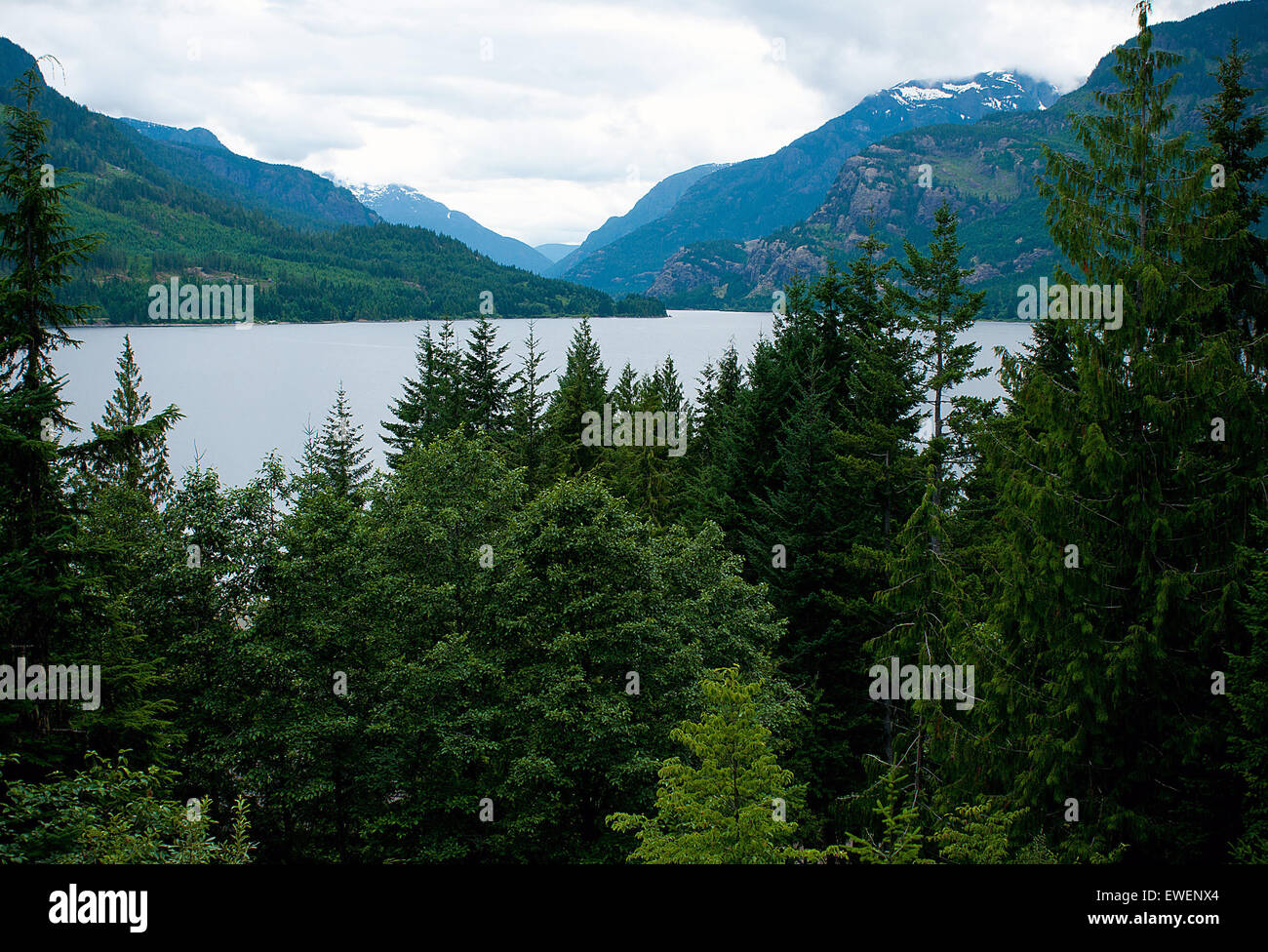 Scenic evening view from Strathcona Park Lodge, Vancouver Island, British Columbia, Canada. Stock Photo