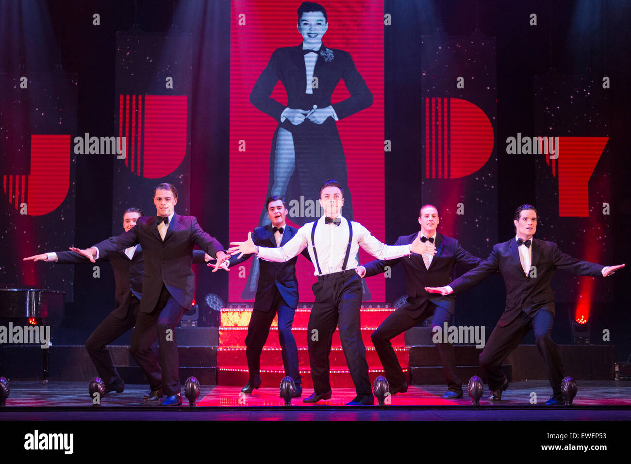 Ray Quinn performing. UK premiere of "Judy - The Songbook of Judy Garland" - a show celebrating the classic songs of Judy Garland - opens at the New Wimbledon Theatre, London before a UK tour. The show runs from 16 to 20 June 2015. Stock Photo