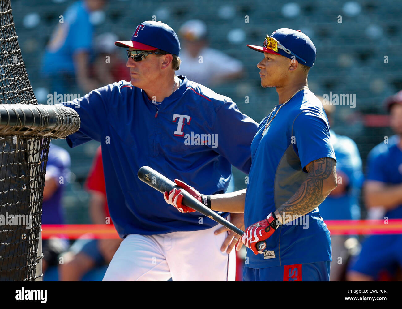 Arlington, Texas, USA. 24th June, 2015. Texas Rangers outfielder