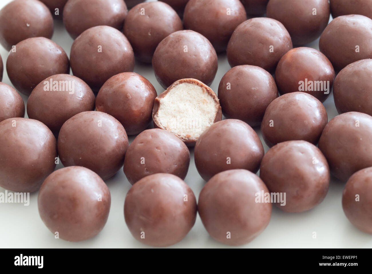 A close-up of Whoppers candy. Whoppers are malted milk balls