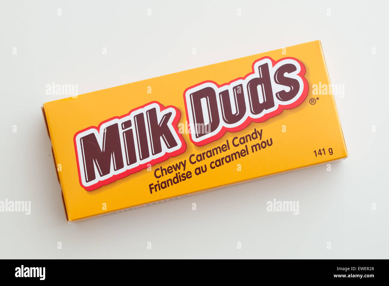 A box of Milk Duds chocolate and caramel candy, manufactured by The