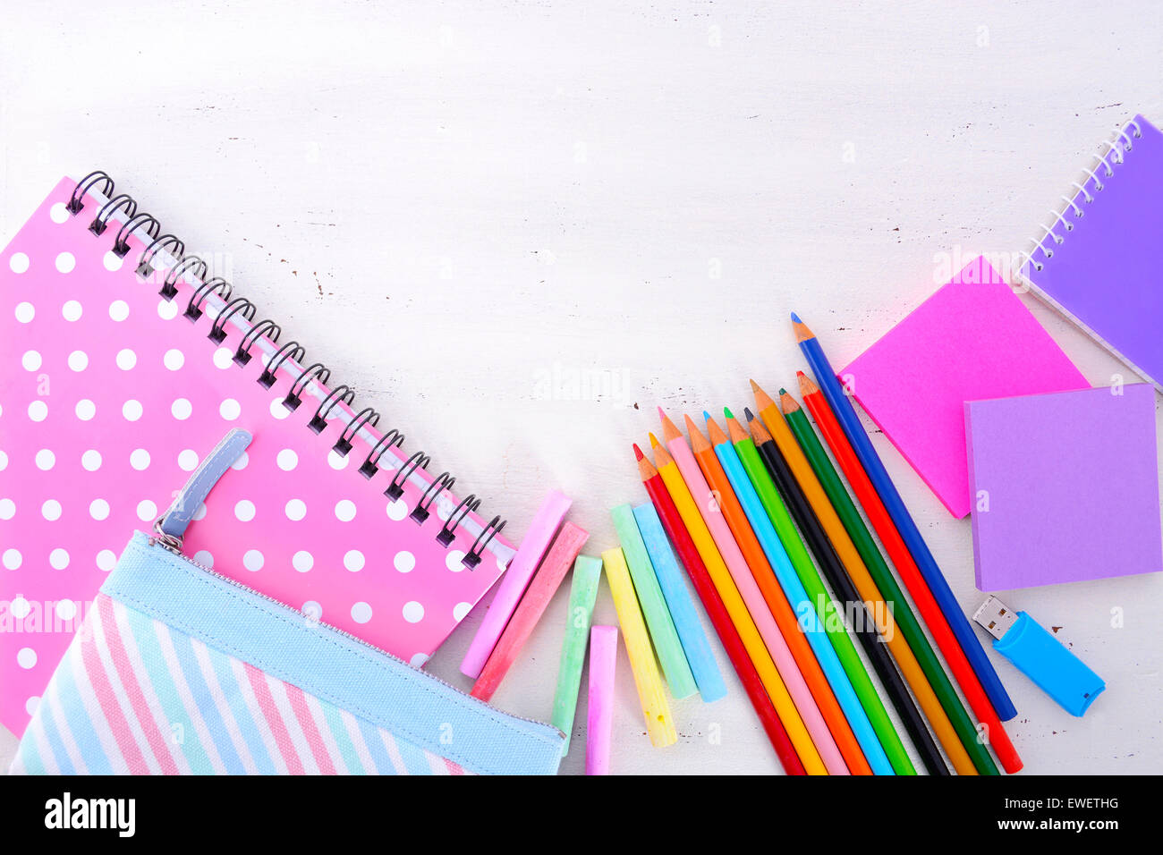 Back To School Or Education Concept With Stationery And Desk Stock