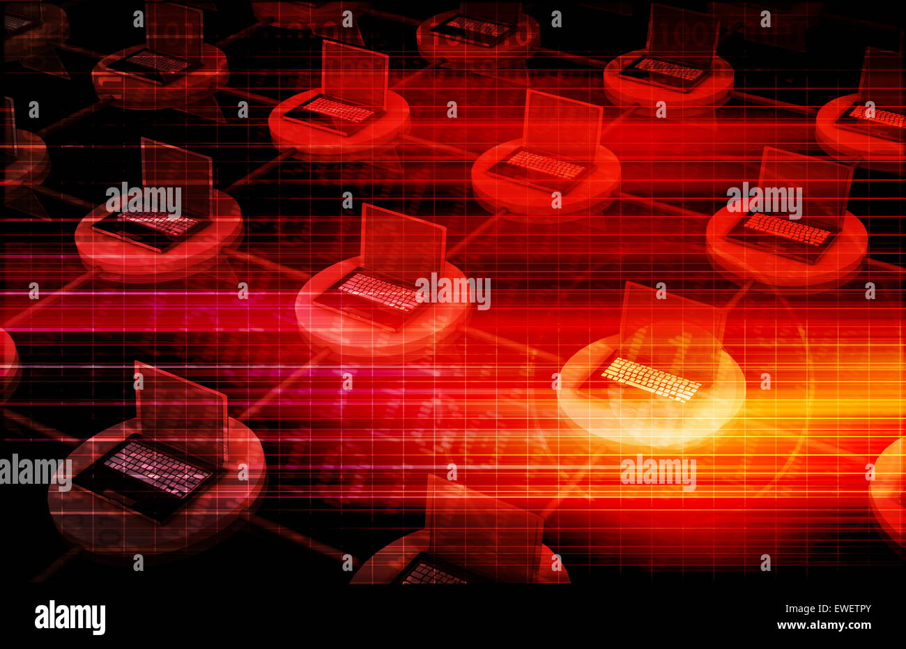 Computer Network or Computers Linked Together by Cable Stock Photo - Alamy