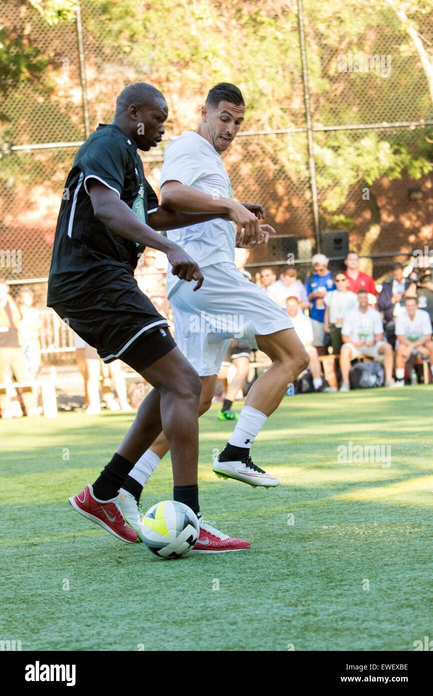 New York, NY, USA. 24th June, 2015. Geoff Cameron, Luol Deng, at a public appearance for Steve Nash Foundation Showdown NY, Sara Delano Roosevelt Park, New York, NY June 24, 2015. Credit:  Abel Fermin/Everett Collection/Alamy Live News Stock Photo