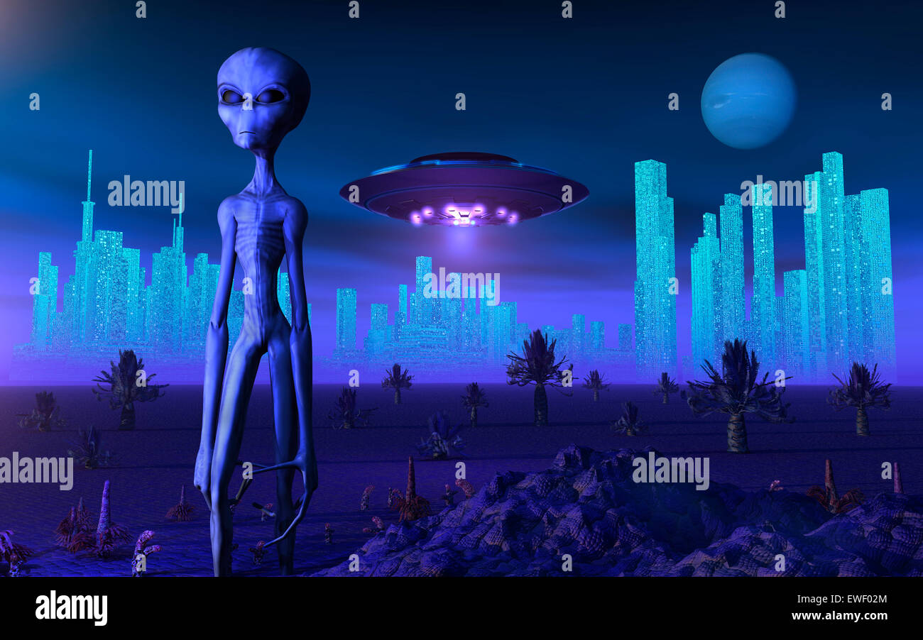 A Grey Alien On Its Homeworld, Of Zeta Reticuli.. Stock Photo