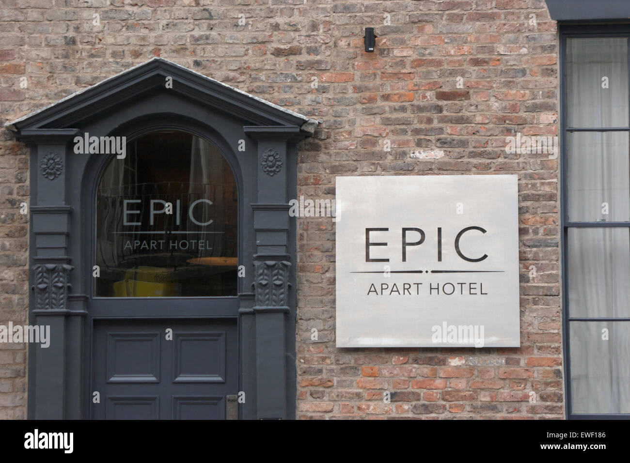 EPIC apart hotel signage Stock Photo