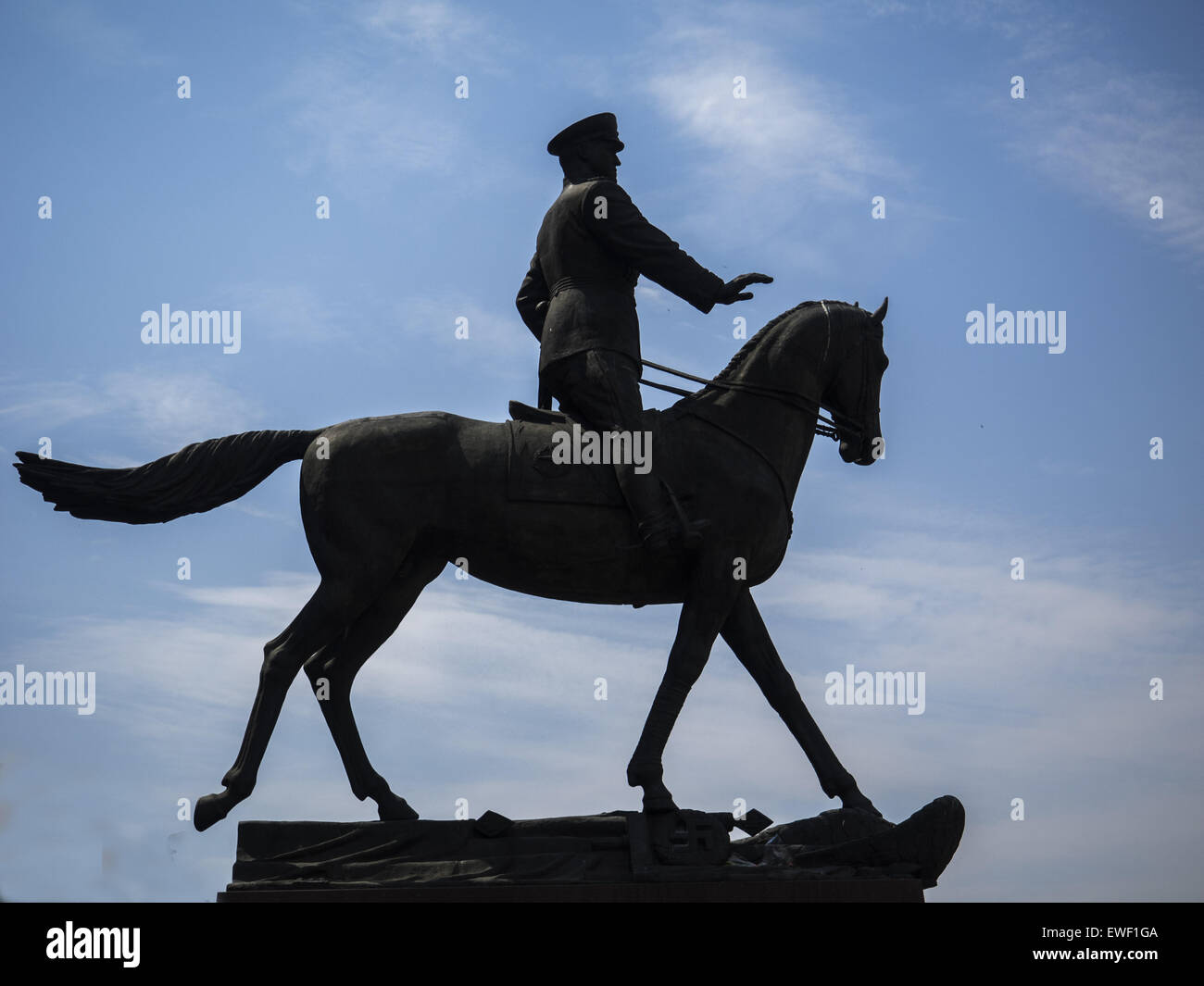 Sculpture, Marshal Zhukov on horseback, in the center of Moscow. 15th June, 2015. © Igor Golovniov/ZUMA Wire/Alamy Live News Stock Photo