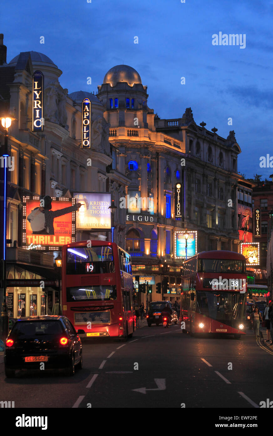 Shaftesbury Avenue Theatres in Londons West End. Stock Photo