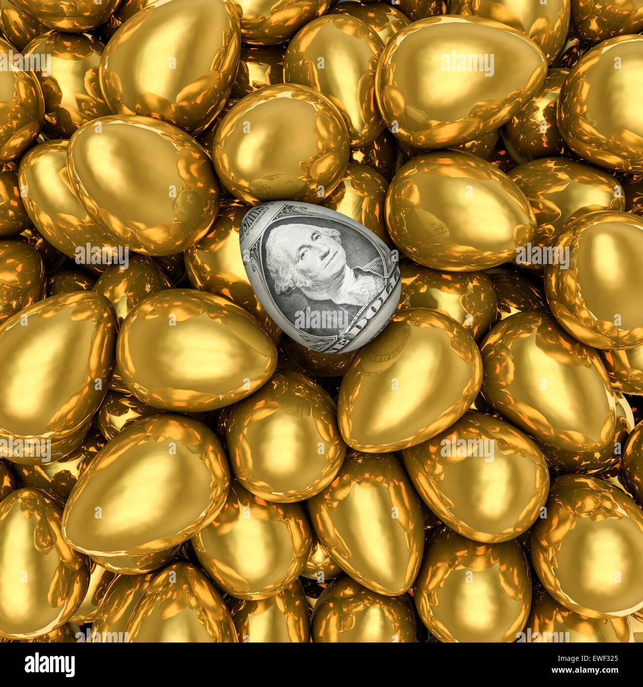 3D render of dollar egg among golden eggs Stock Photo Alamy
