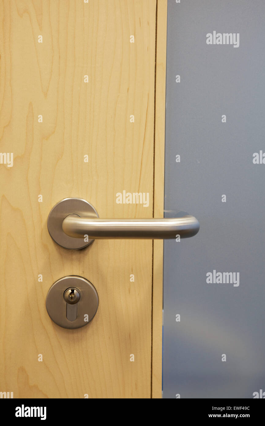 Closed door with doorknob Stock Photo