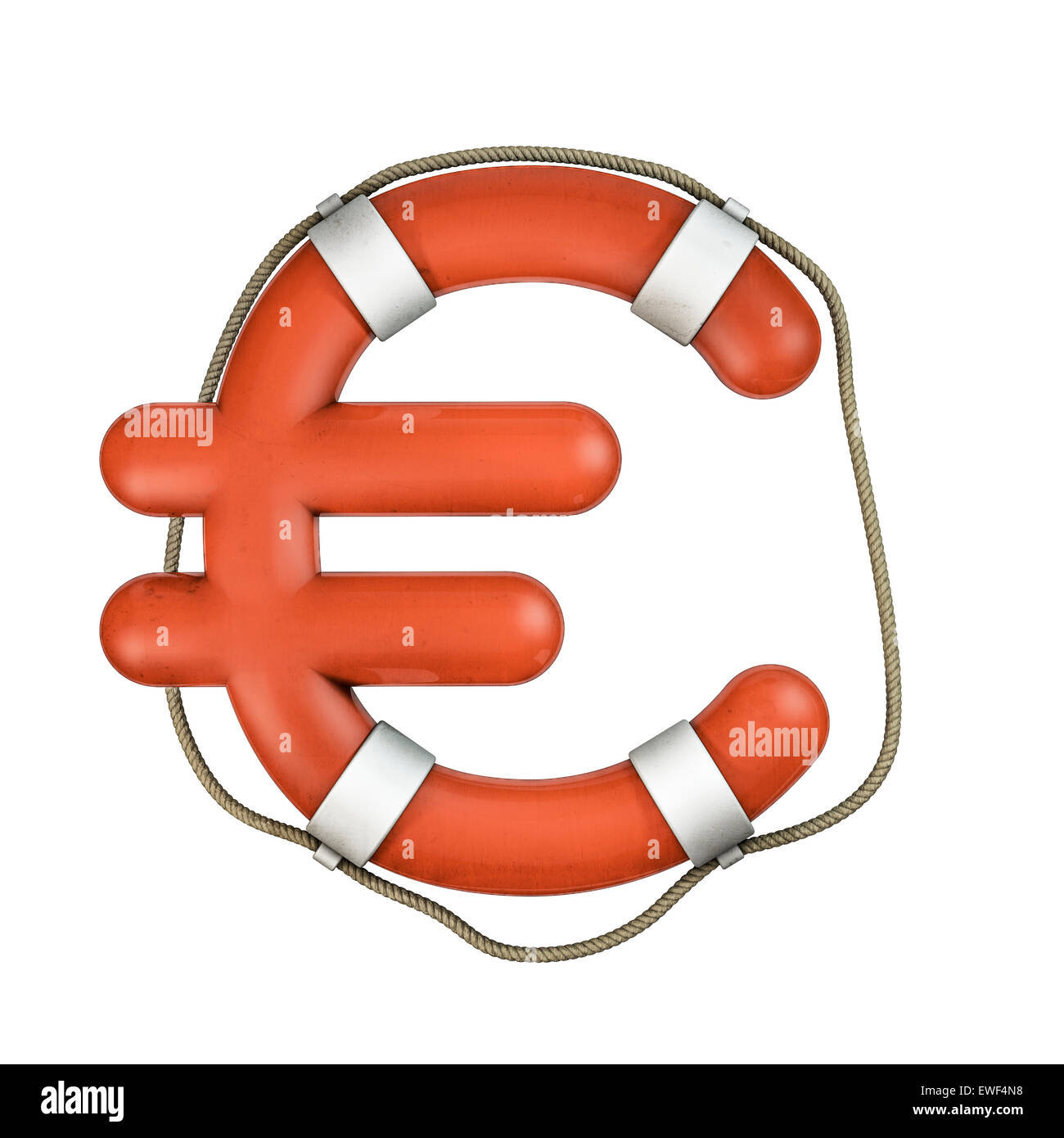 3D render of euro symbol shaped life ring Stock Photo