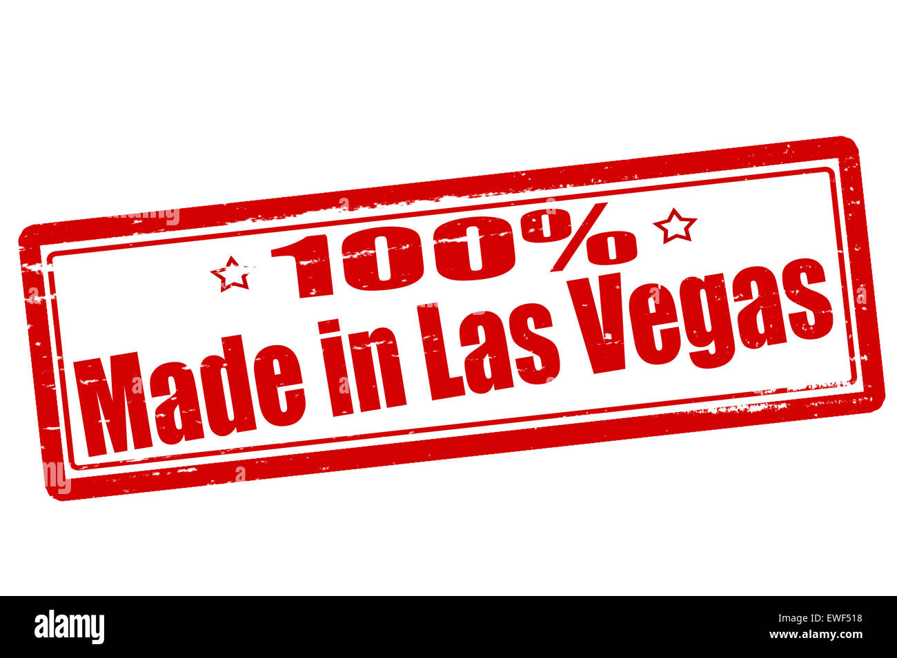 Rubber stamps with text one hundred percent made in Las Vegas inside