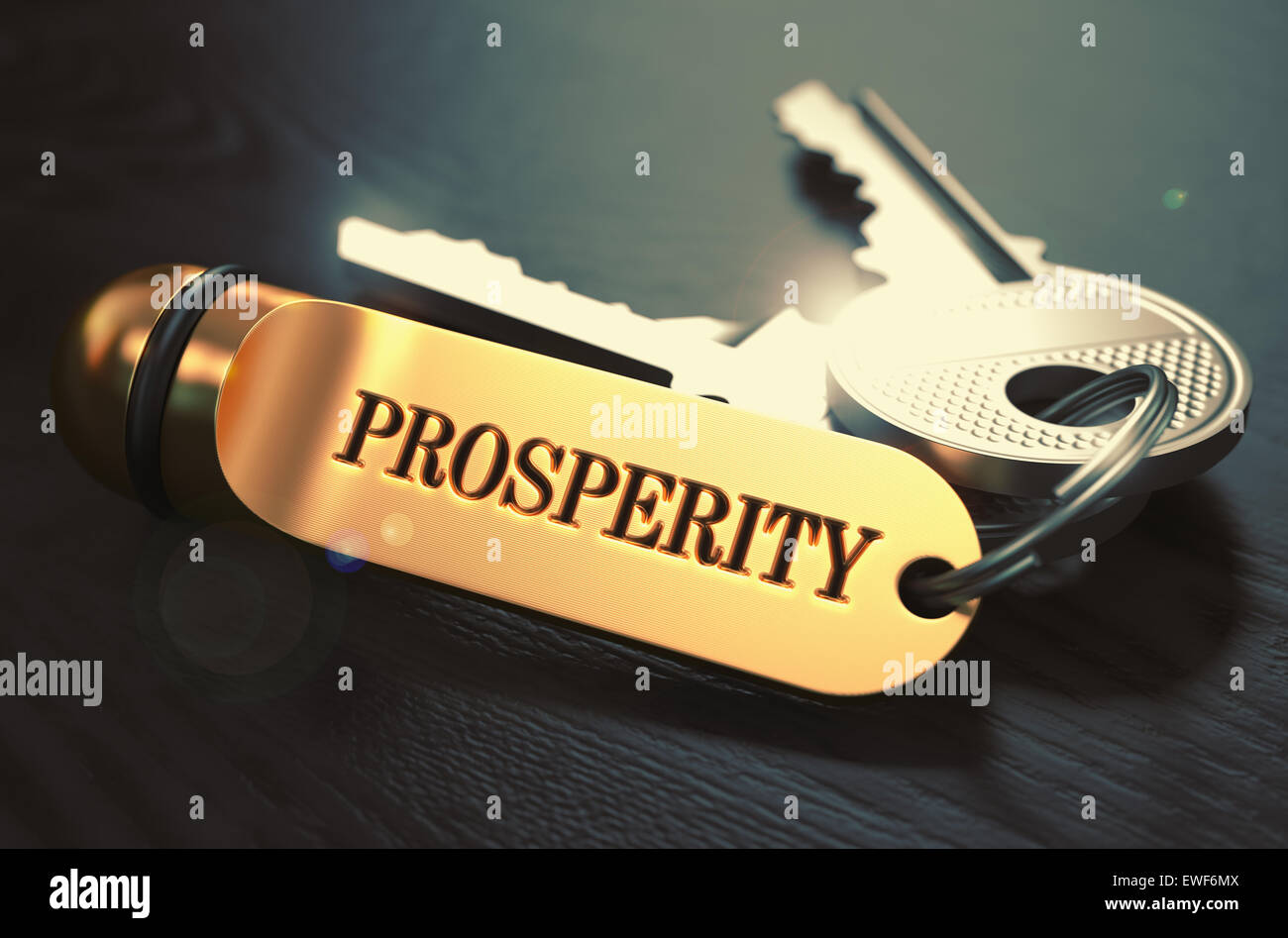 Keys with Word Prosperity on Golden Label. Stock Photo