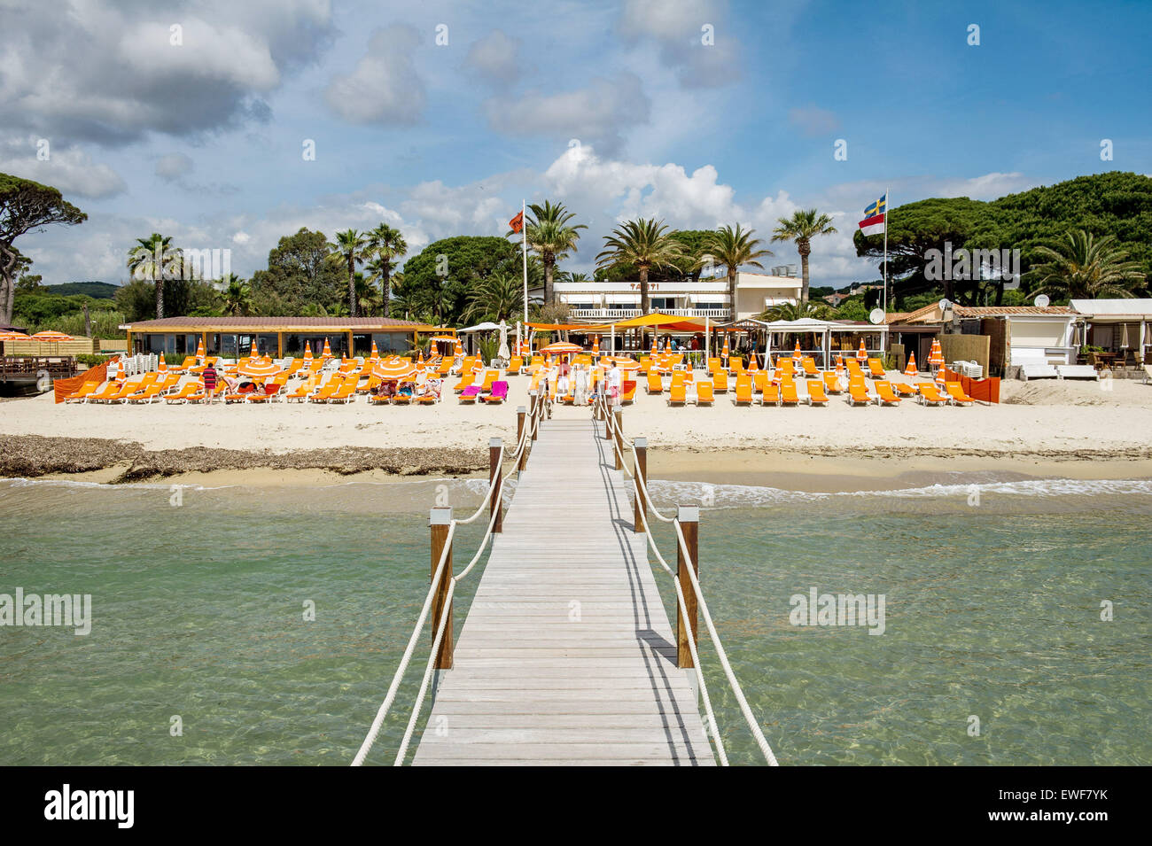 Saint-Tropez (south-eastern France): Tahiti private beach Stock Photo