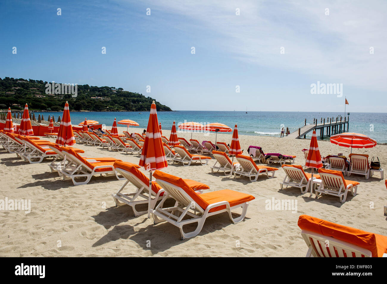 Saint-Tropez (south-eastern France): Tahiti private beach Stock Photo