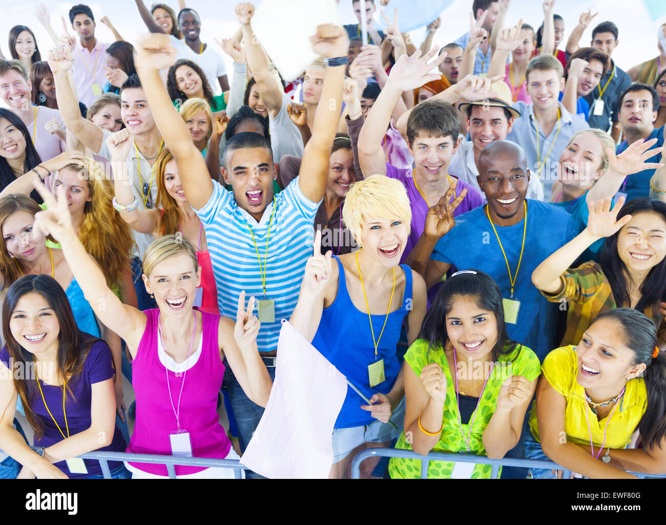 Large Group People Celebrating Cheerful Friendship Stock Photo