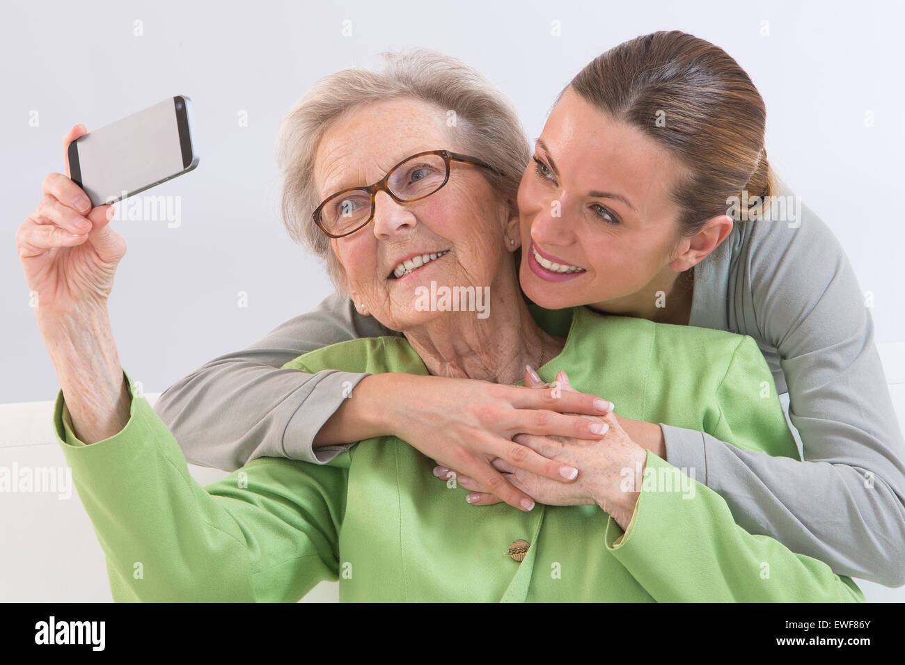 ELDERLY PERSON WITH PHONE Stock Photo Alamy