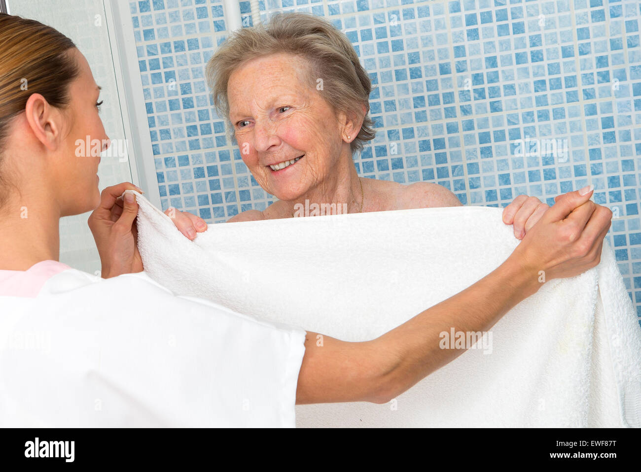 ELDERLY PERSON WASH Stock Photo Alamy