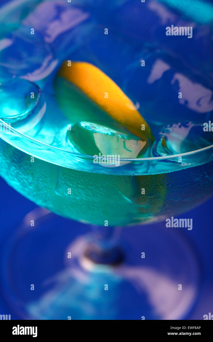 Close up of blue curacao drink Stock Photo