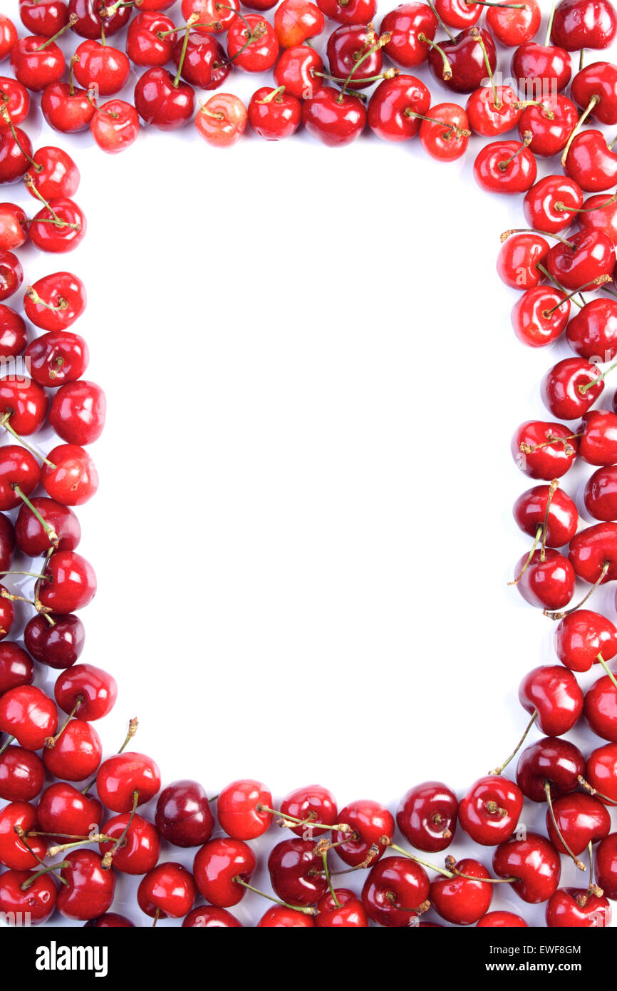 Cherries on white background Stock Photo - Alamy
