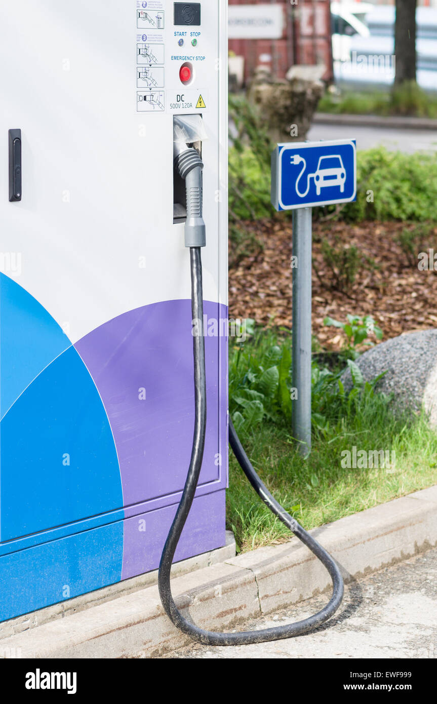 Electric car charging station closeup Stock Photo Alamy