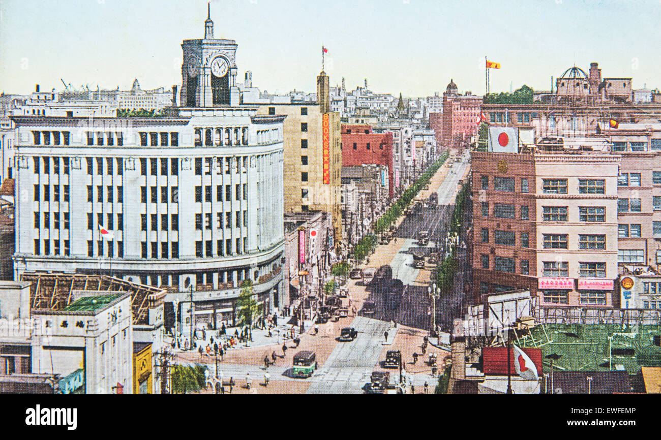 Ginza Mitsukoshi and Wako,Tokyo,Japan. From Taisho period to early