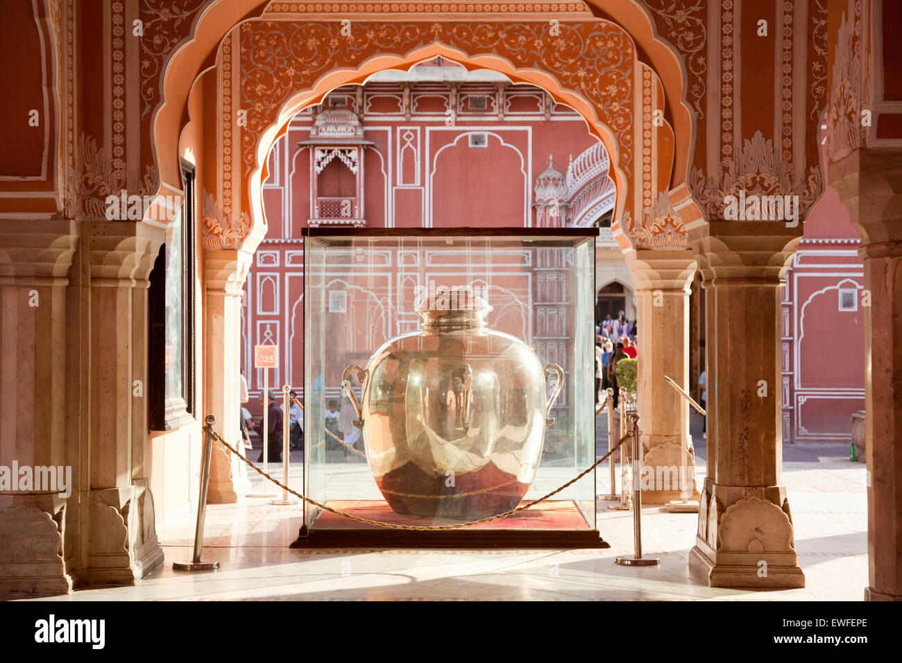 giant silver urns at the City Palace Jaipur, Rajasthan, India, Asia Stock Photo