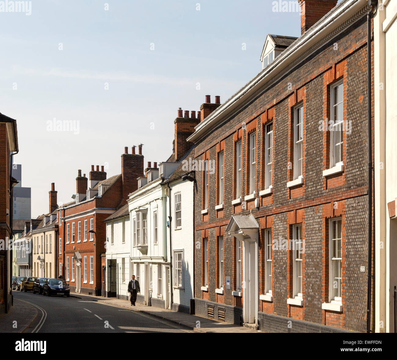 Historic buildings in Lower Brook Street, Ipswich, Suffolk, England, UK ...