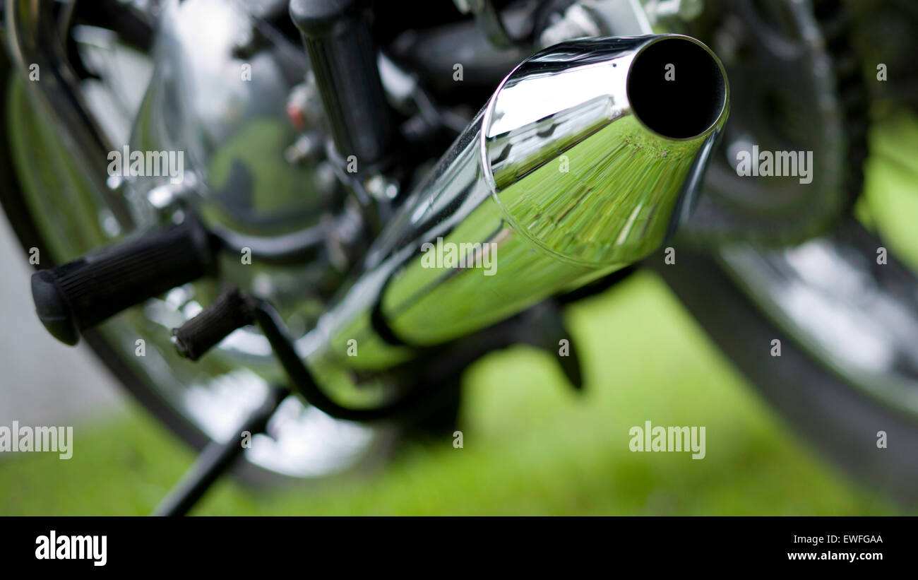 Triumph Bonneville classic motorcycle trademark peashooter exhaust