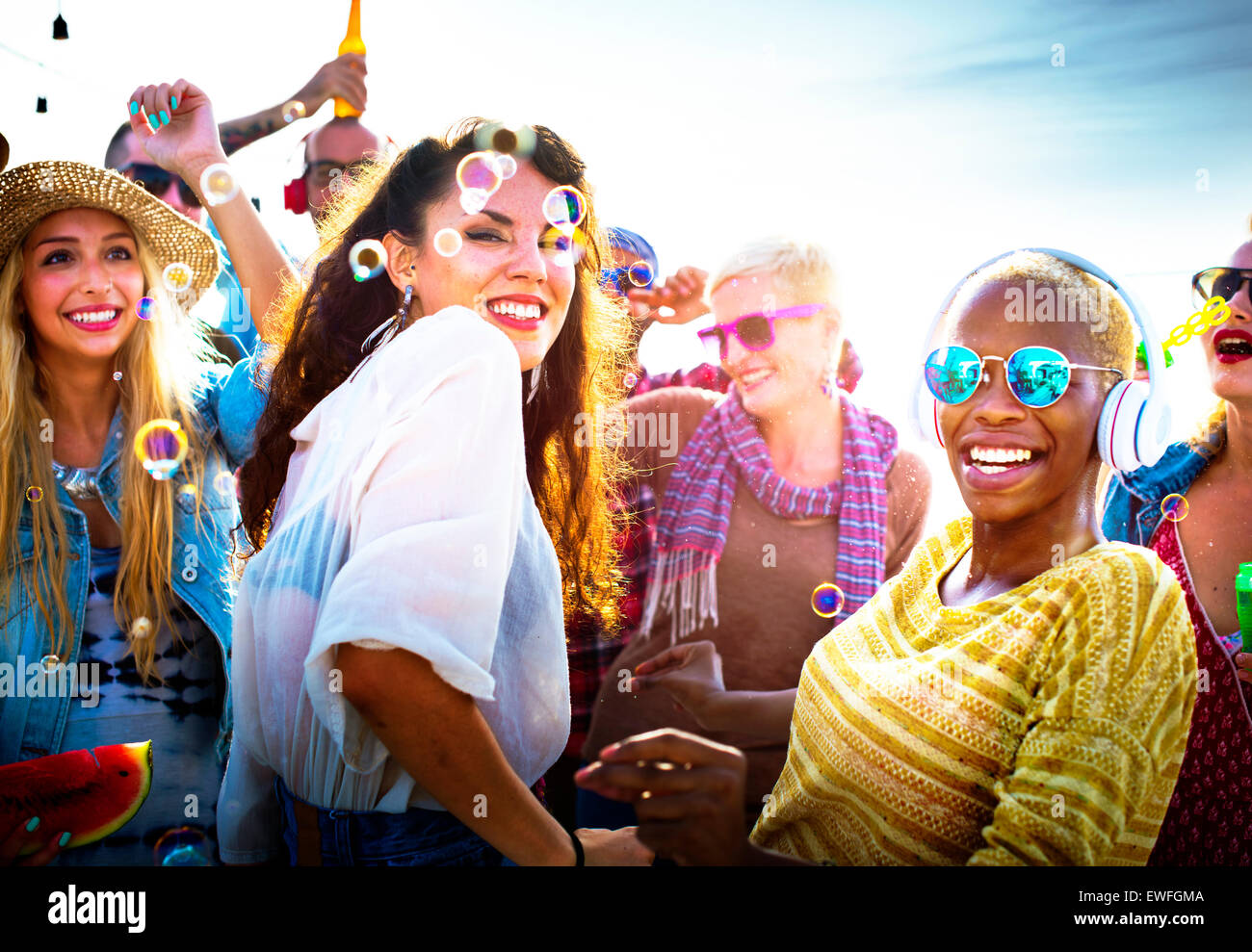 Diversity Dancing Beach Party Celebration Concept Stock Photo - Alamy