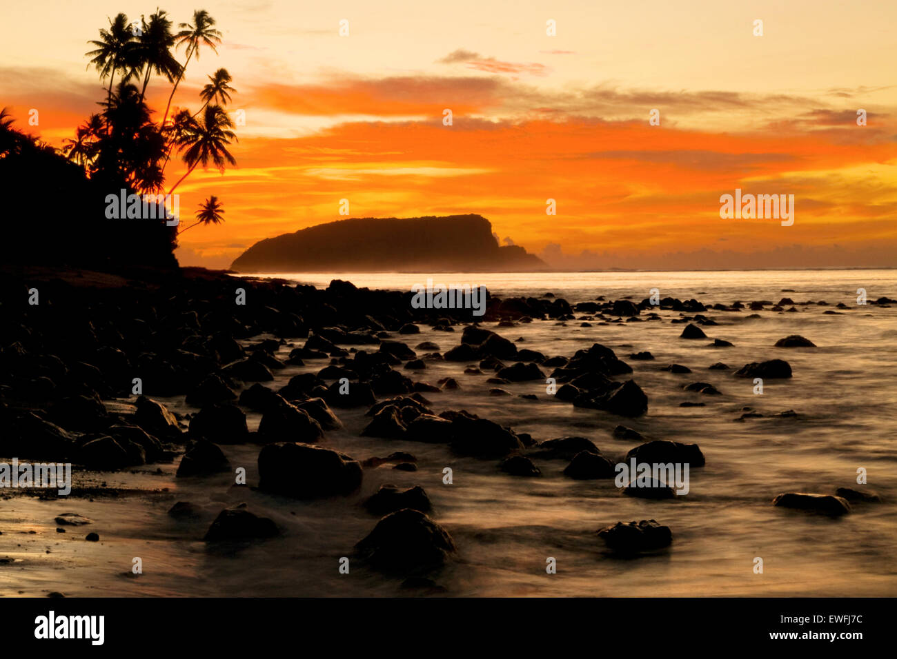 Sunset Tropical Island Solitude Tranquil Scene Stock Photo
