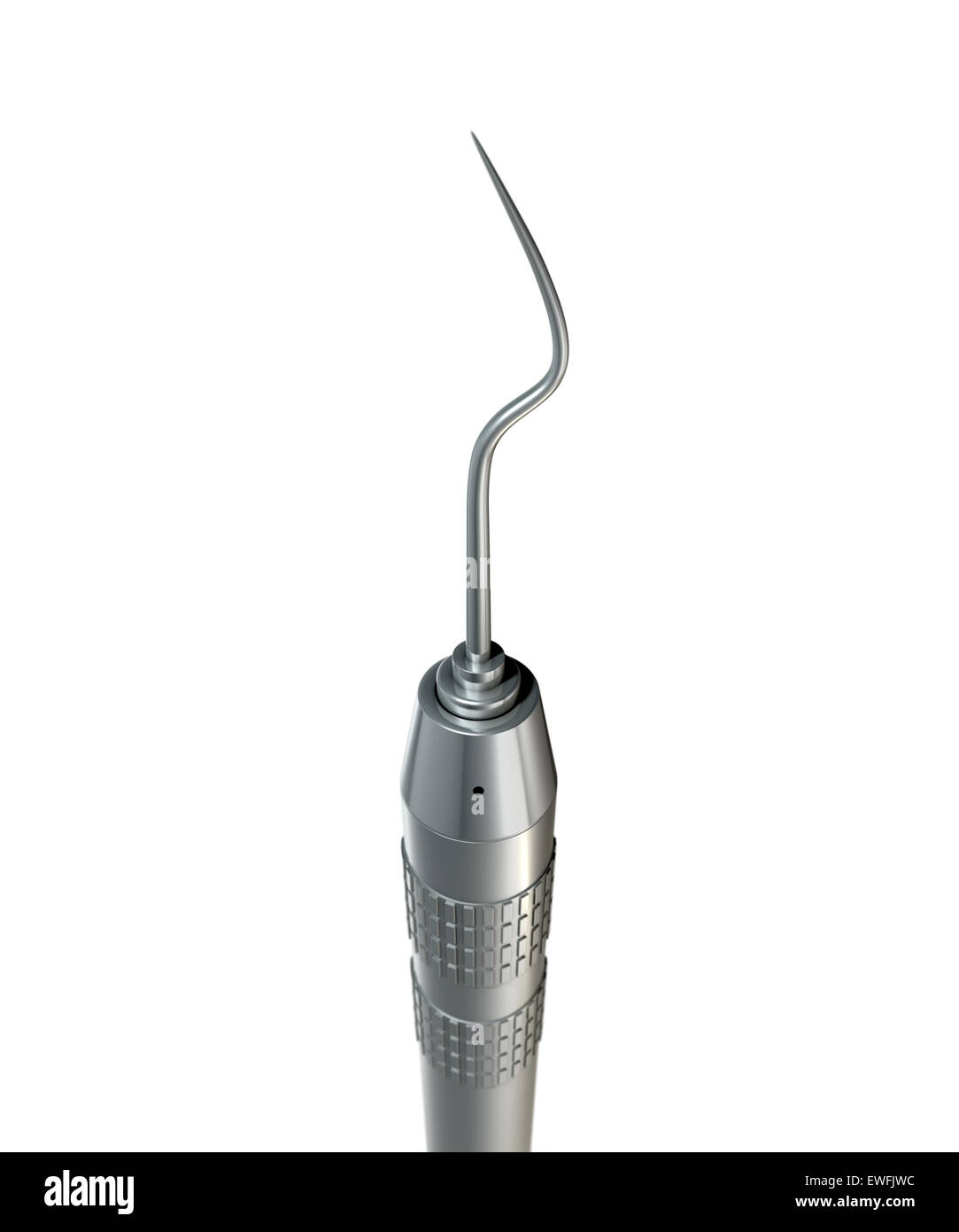 A steel dentists hook probe on an isolated studio background Stock