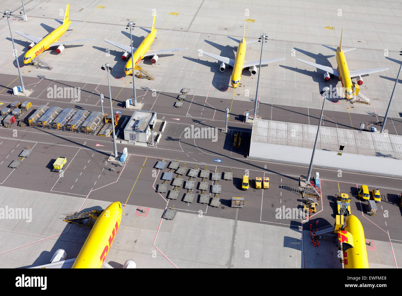 Leipzig Germany Dhl Cargo Aircraft At The Airport Leipzig Halle Stock Photo Alamy