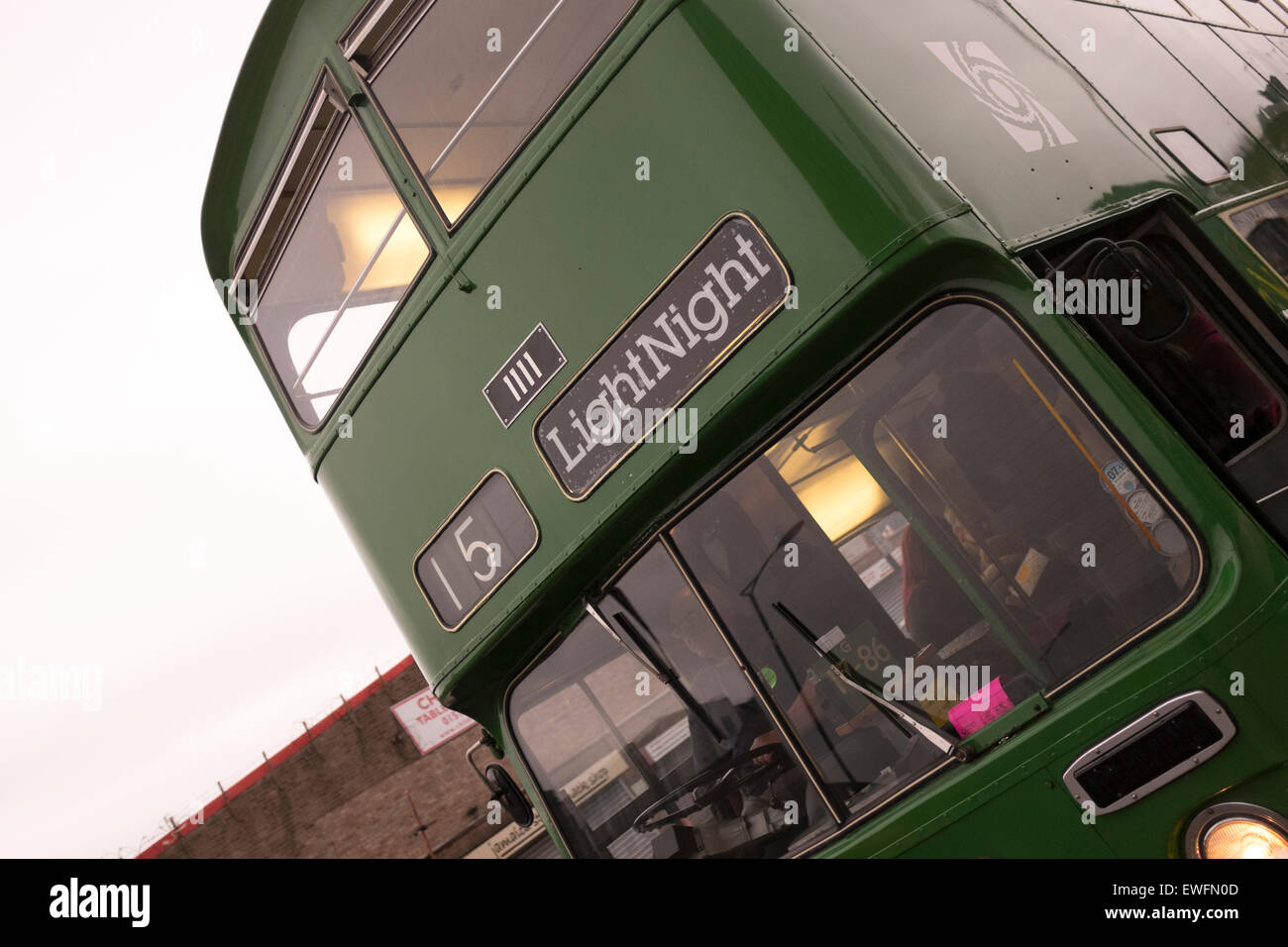 Vintage Old Green Double Decker Bus Liverpool MPTE Stock Photo