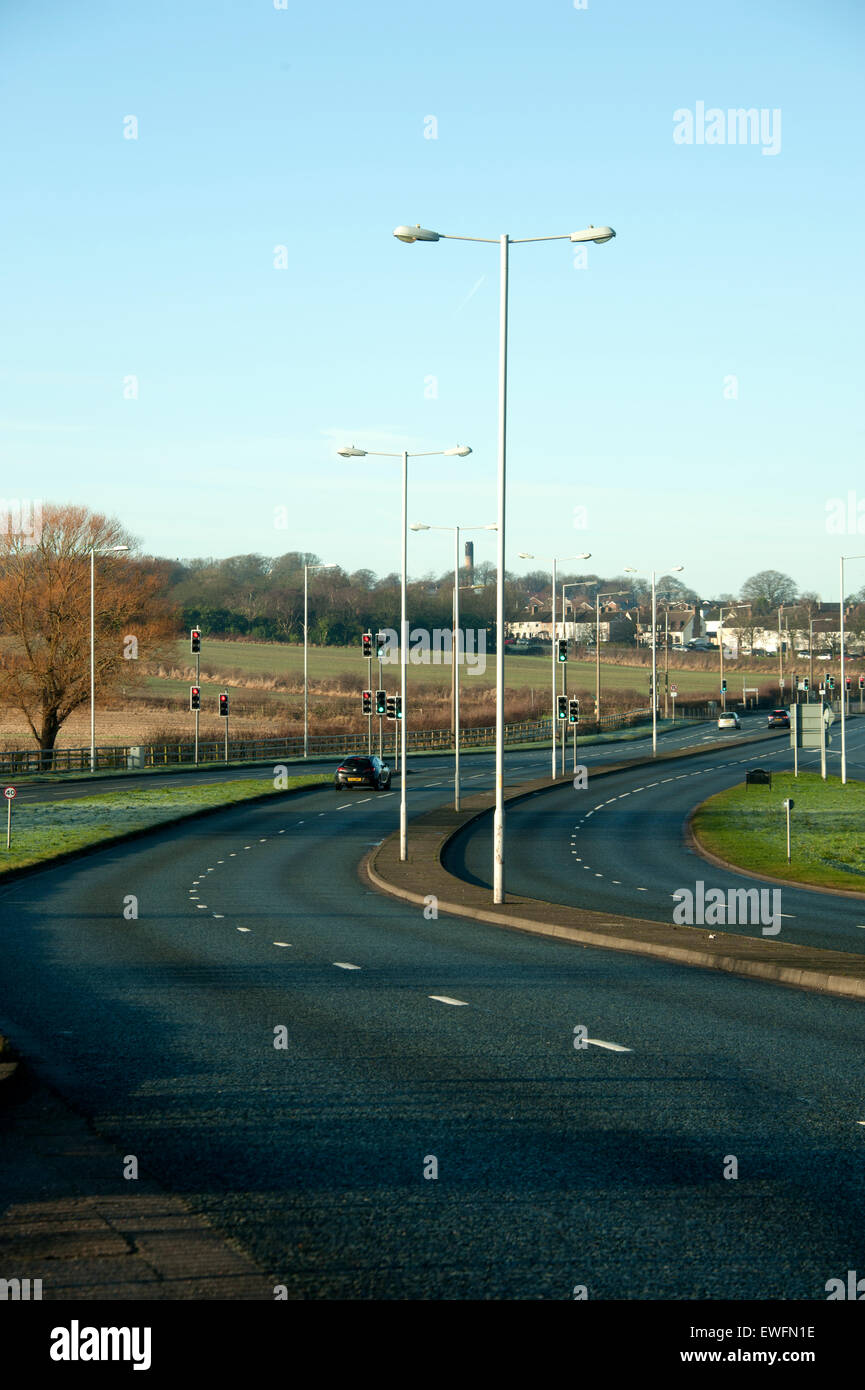 Empty Dual Carriageway Road Blue Sky Sunny Travel Stock Photo