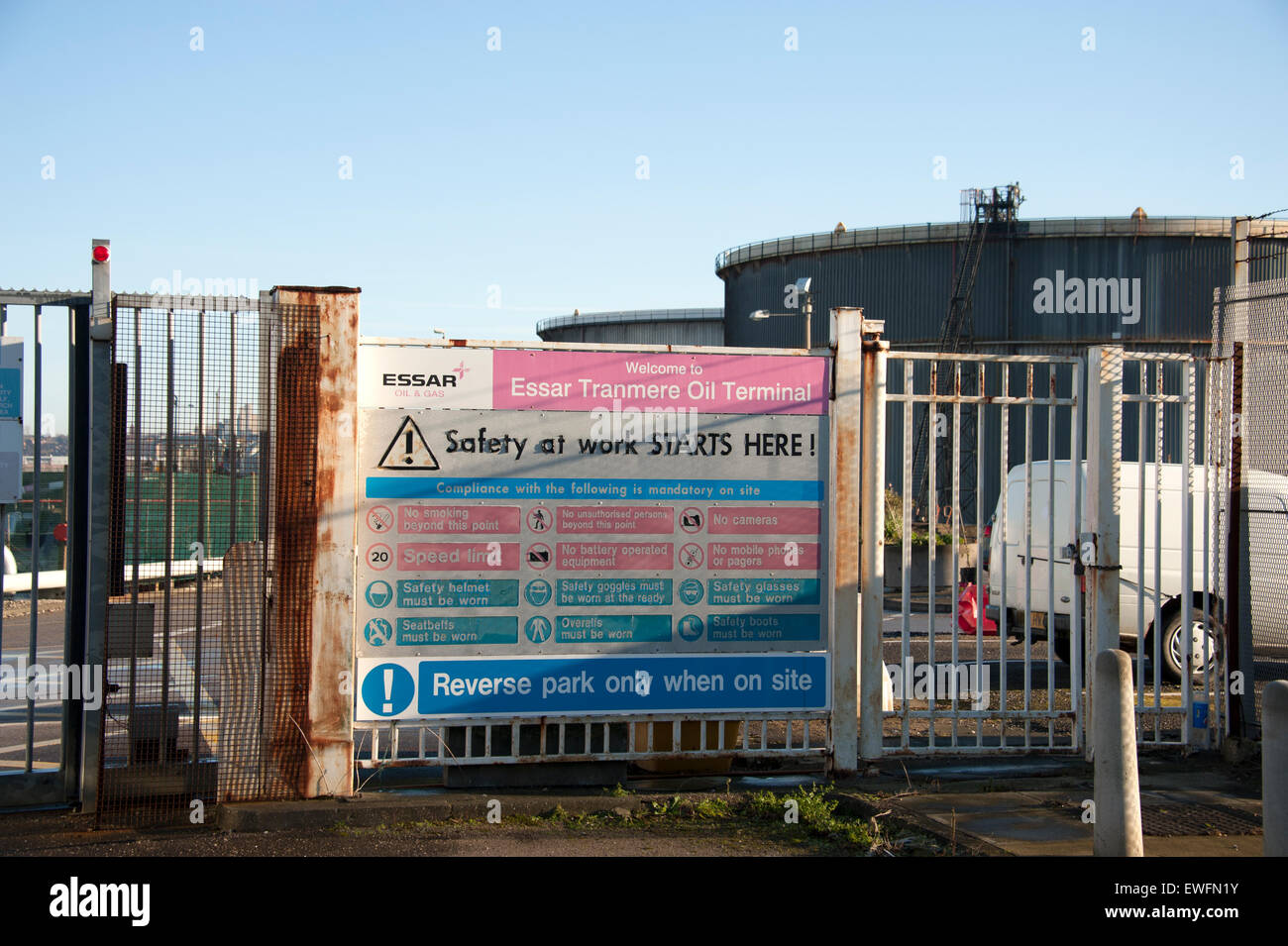 Essar Oil Refinery Health and Safety Notice Sign Stock Photo