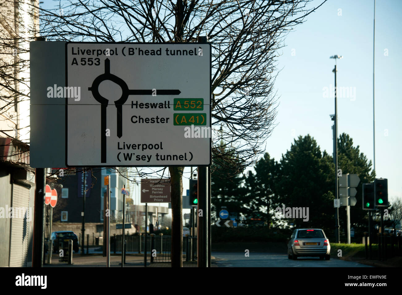 Sign Liverpool Tunnel Heswall Chester Wallasey Stock Photo