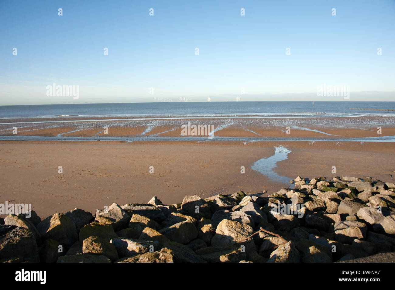 River Mersey Estuary Liverpool Wirral UK Low Tide Stock Photo