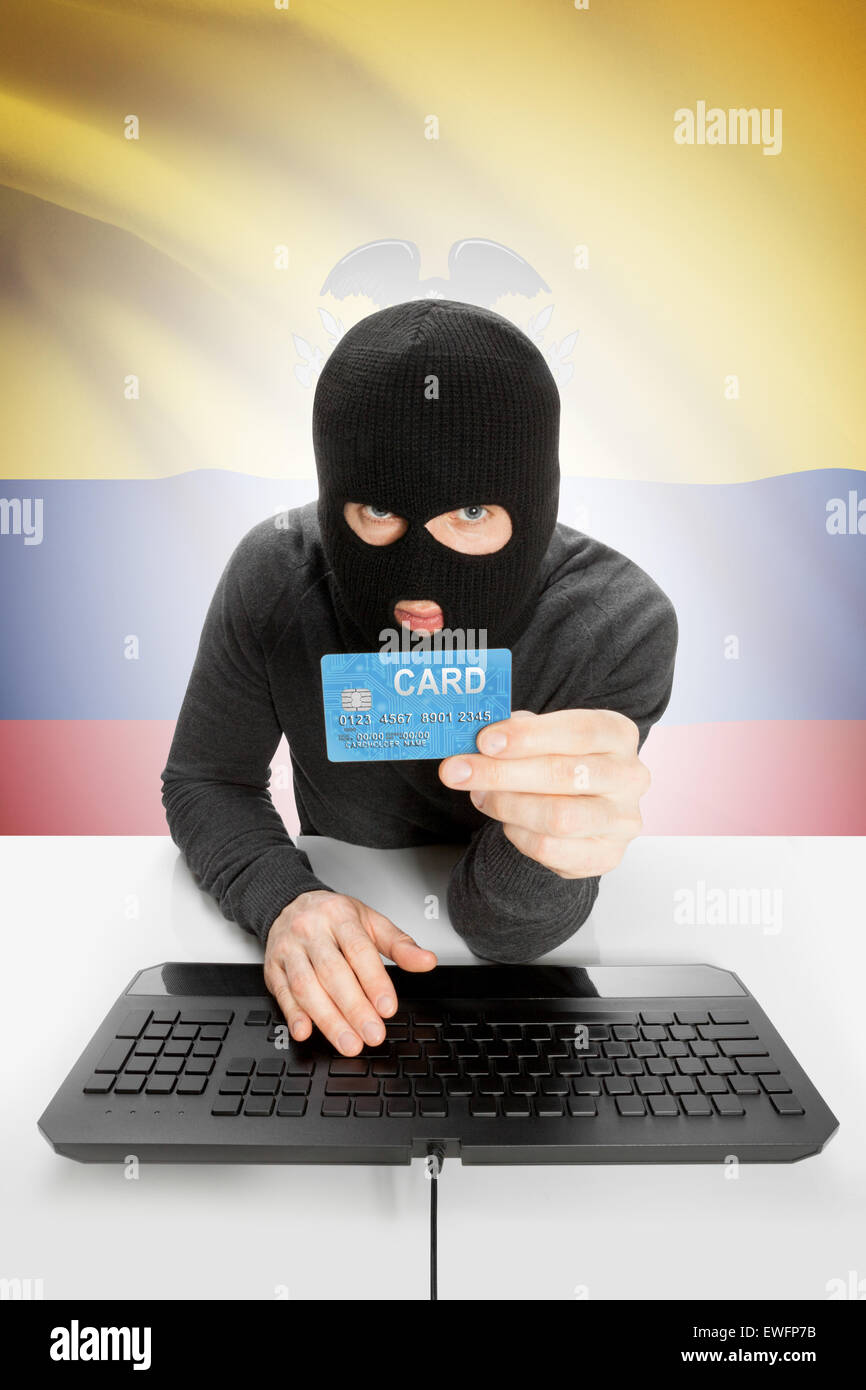 Cybercrime concept with flag on background - Ecuador Stock Photo