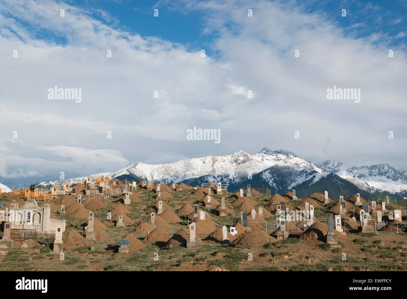 Cemetery. Barskoon. Lake Issyk-Köl. Kyrgyzstan. Central Asia. Stock Photo