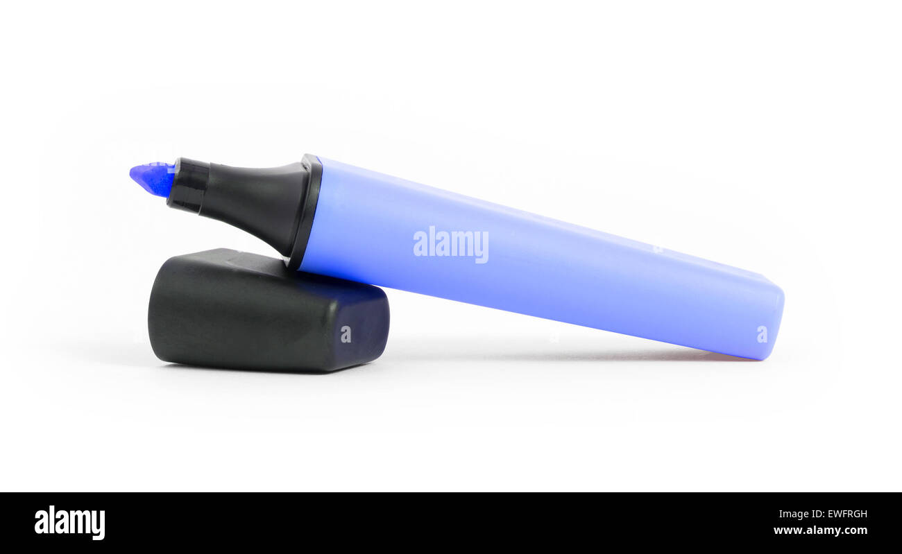 Blue highlighter isolated over a white background Stock Photo Alamy
