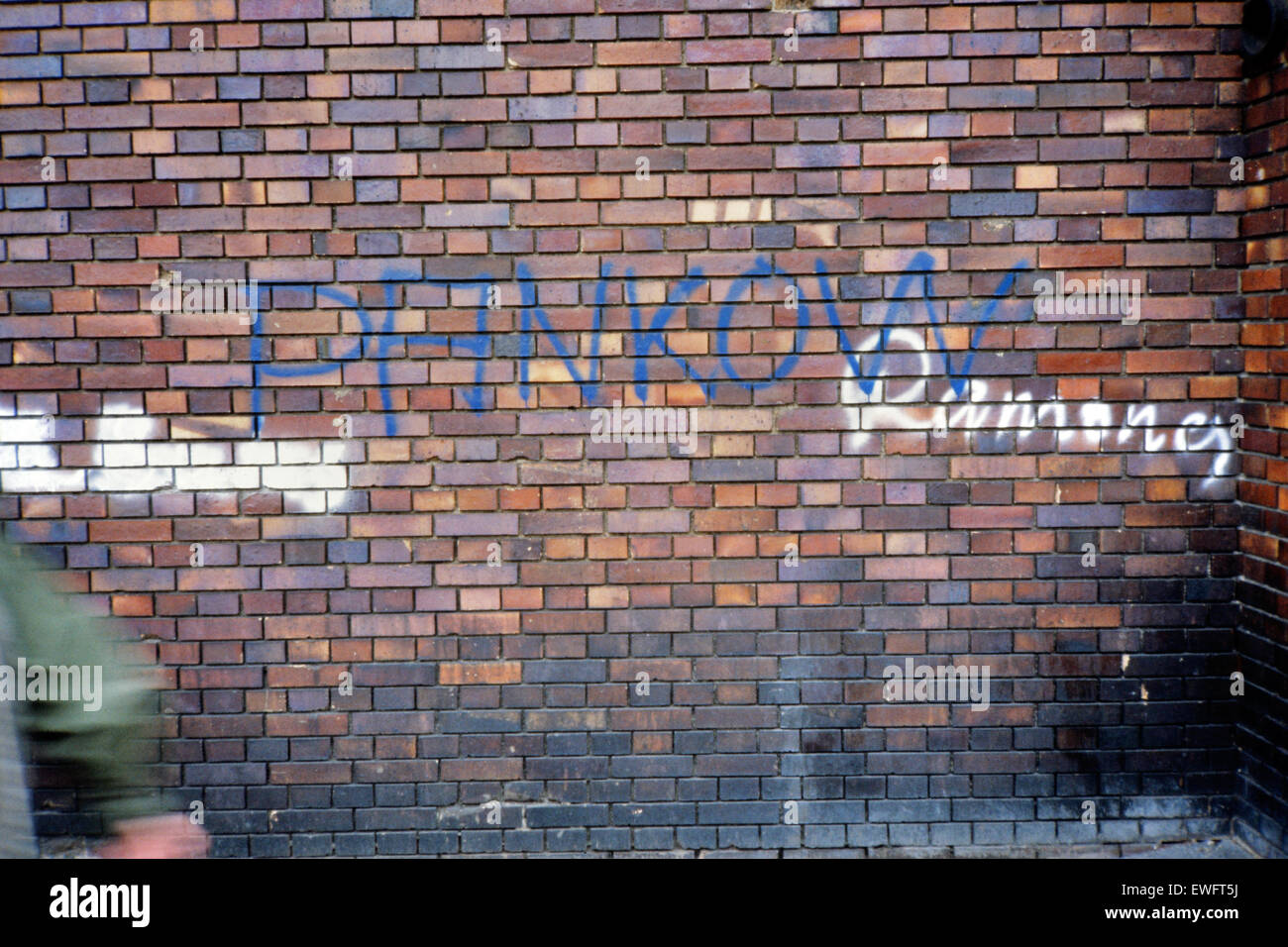 Berlin, East Germany, lettering Pankow and Ramones at a house wall Stock Photo