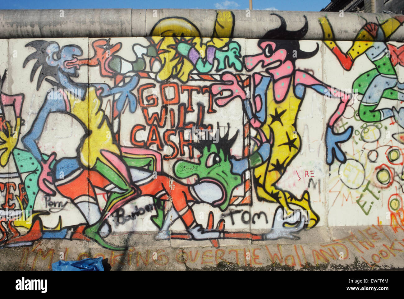 Berlin, Germany, Graffiti on the Berlin Wall in the Stresemannstrasse ...