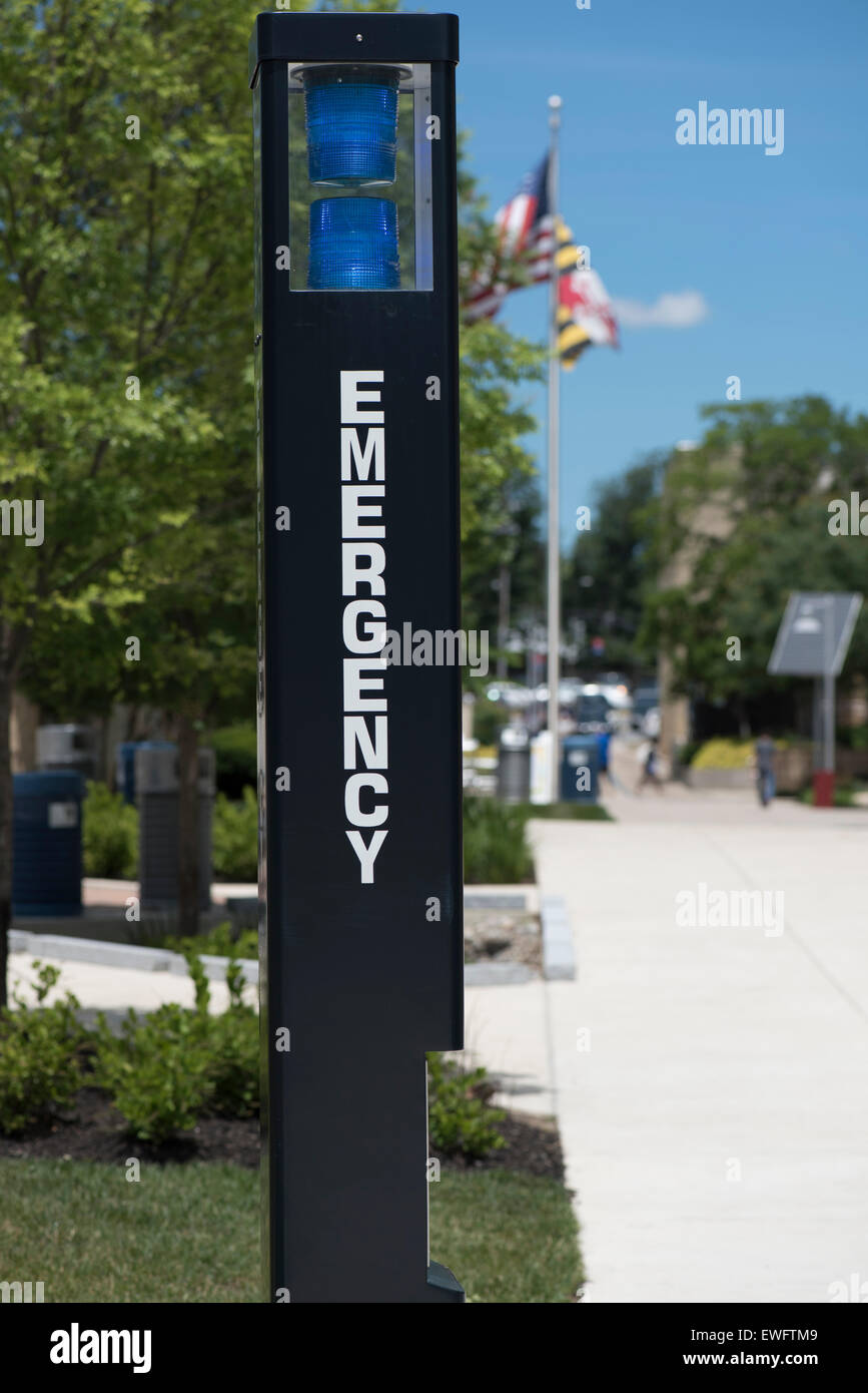 Emergency call tower on a United States College university for safely ...
