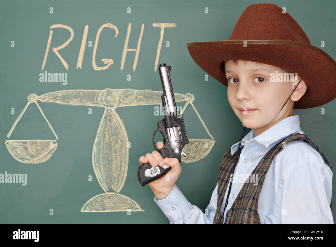 The force of the rights or the right of force Stock Photo